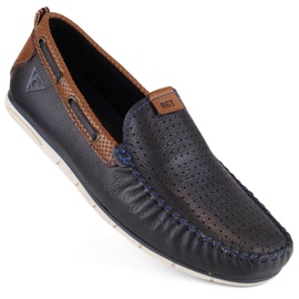 Zapatos de piel para hombre, mocasines slip-on, azul marino Bugatti NN153339