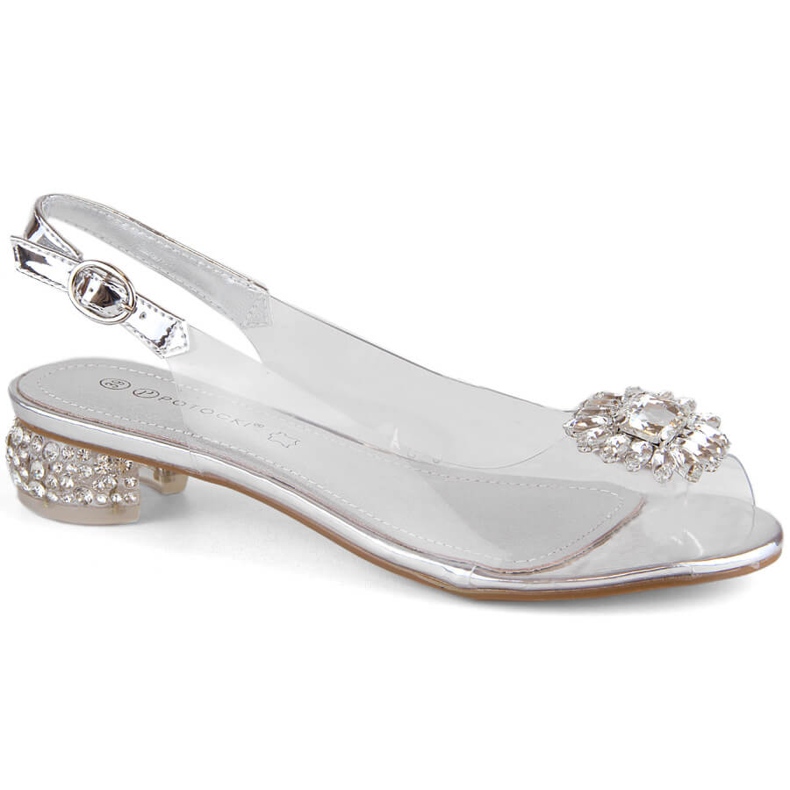 Sandalias de mujer transparentes con circonitas plateadas Potocki WS43301 plata Sandalias de mujer transparentes con circonitas plateadas Potocki WS43301 plata