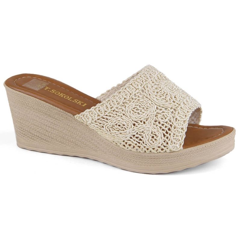 Sandalias cuña mujer beige T.Sokolski 321