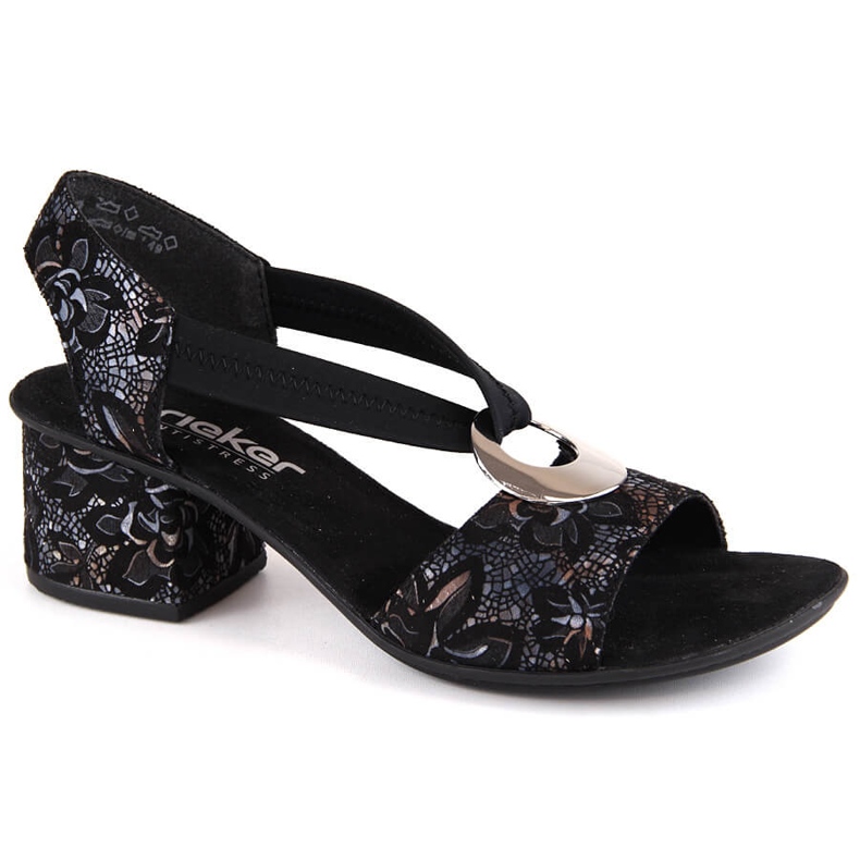 Sandalias de mujer cómodas de tacón con goma elástica, negro Rieker 64683-91 Sandalias de mujer cómodas de tacón con goma elástica, negro Rieker 64683-91