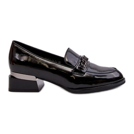 Vinceza Zapatos Mujer Charol Tacón Bajo Negro Albreide
