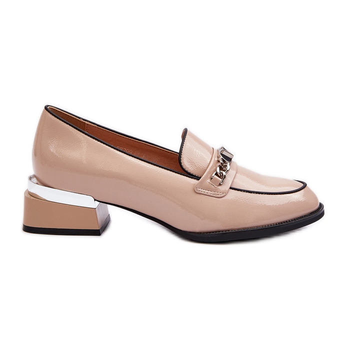 Vinceza Zapatos Mujer Charol Tacón Bajo Beige Albreide