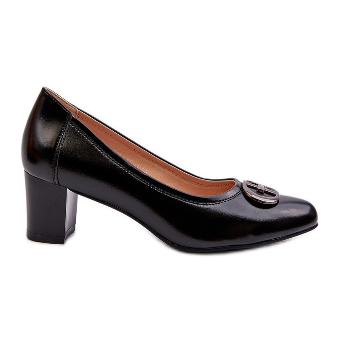 Vinceza Zapatos de tacón bajo Aeliris negros con decoración