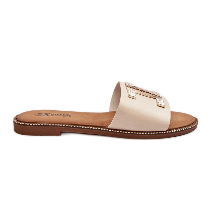 Seastar Chanclas de Mujer Beige Con Decoración Ollavia