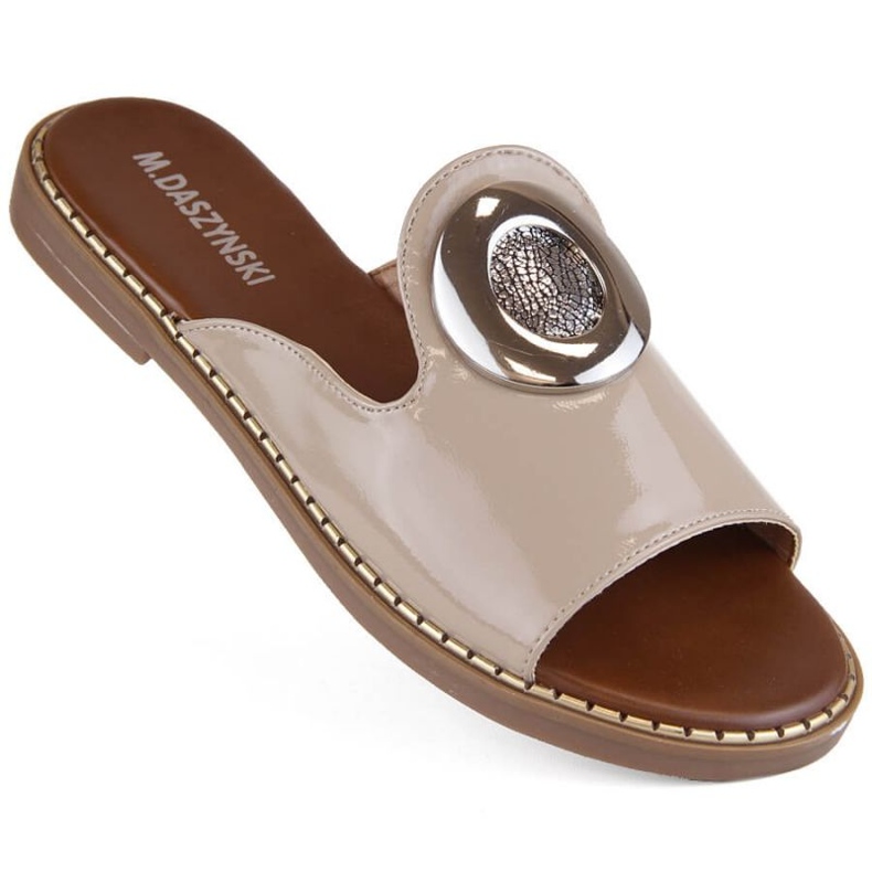 M.Daszyński W SAN34 pantuflas de charol beige