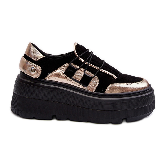 Zazoo 1833 Zapatillas De Mujer De Piel Con Suela Maciza, Negro