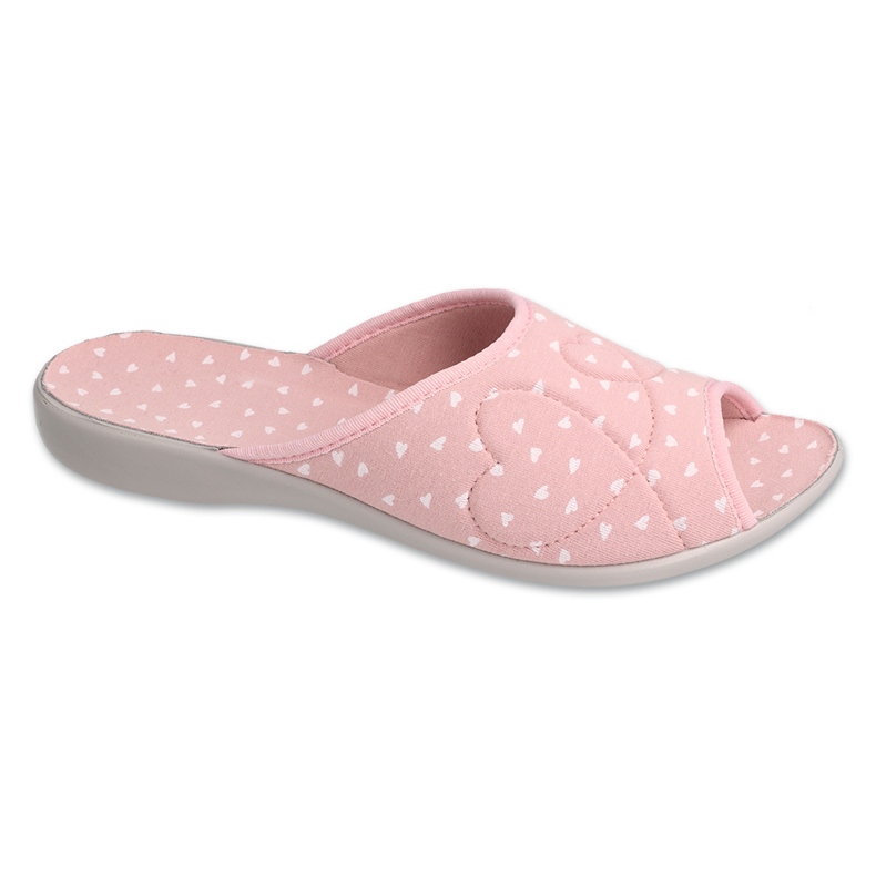 Pantuflas de mujer befado de pu 254D154, rosa, con corazones rosado