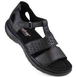 Sandalias cómodas de piel Rieker W RKR668 negro