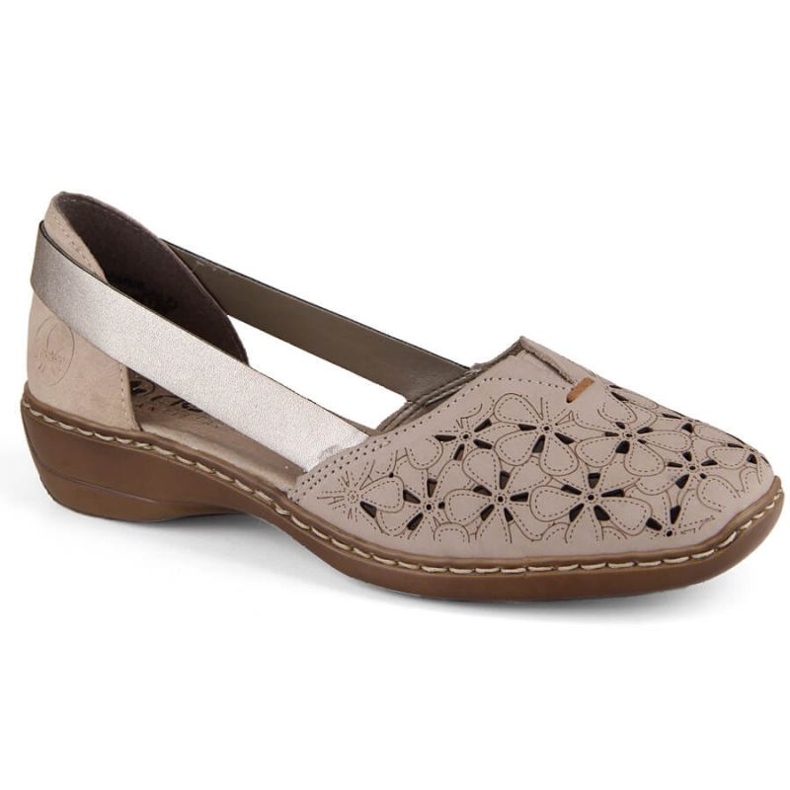 Zapatos cómodos de piel Rieker W RKR442C, beige