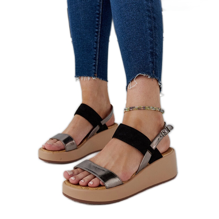 Sandalias cuña tonka negro