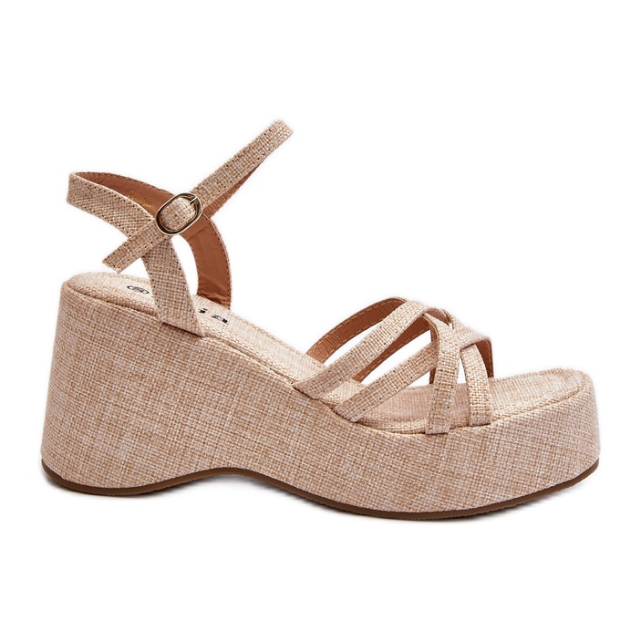 Sandalias beige claro con plataforma y cuña Oporia Sandalias beige claro con plataforma y cuña Oporia