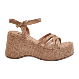 Sandalias de plataforma y cuña beige Oporia