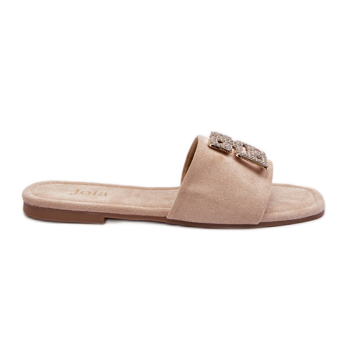Chanclas De Mujer De Tacón Plano Con Decoración, Beige Inaile