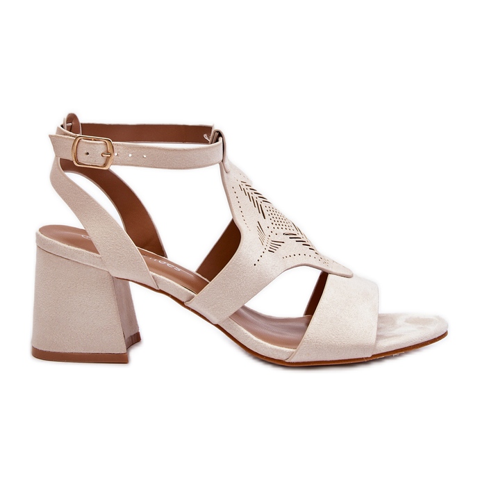 Sandalias Tacón Bajo Beige Eleriva