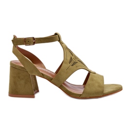 Sandalias Tacón Bajo Verde Eleriva