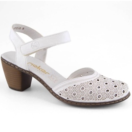 Sandalias cómodas de piel Rieker W RKR650 blanco Sandalias cómodas de piel Rieker W RKR650 blanco