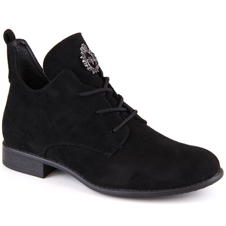 Botines de ante de tacón bajo Jezzi W JEZ426A, negro