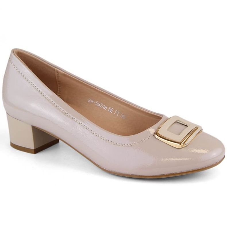 Vinceza W JAN284 Zapatos tacón charol beige