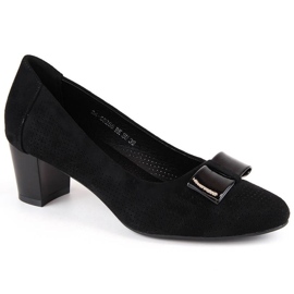 Zapatos tacón ante calado Vinceza W JAN285, negro