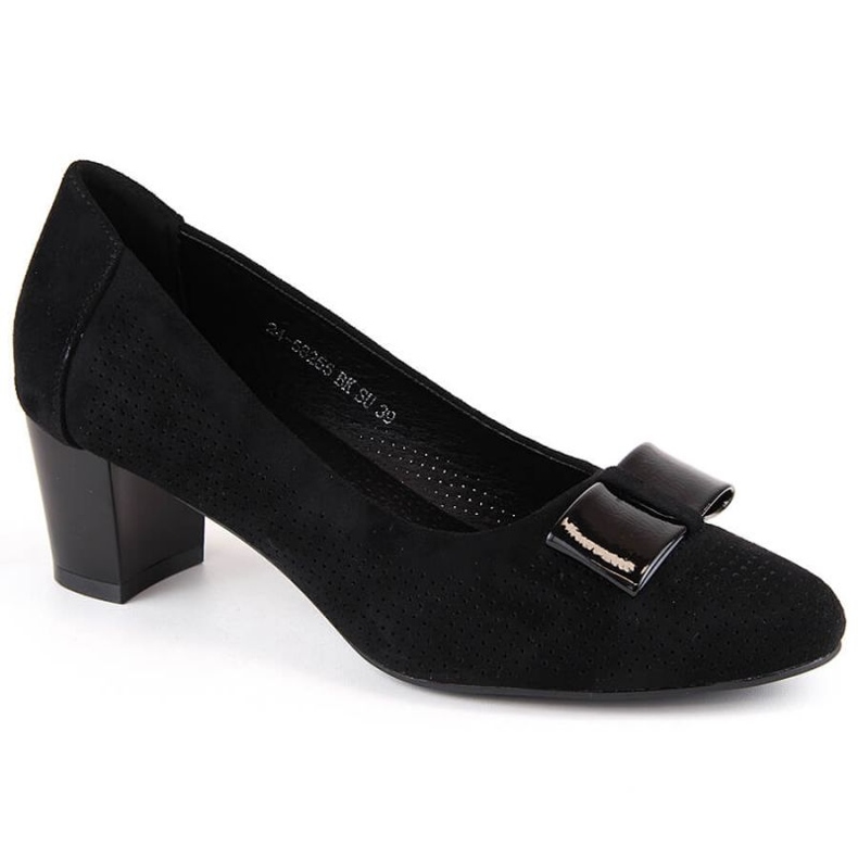 Zapatos tacón ante calado Vinceza W JAN285, negro