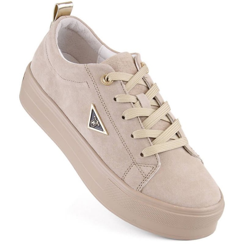 Zapatos de ante de piel con plataforma Filippo W PAW315C, beige