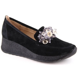 Zapatos cuña de piel ante Filippo W PAW409B, negro