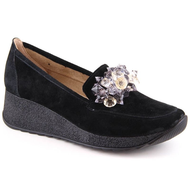 Zapatos cuña de piel ante Filippo W PAW409B, negro