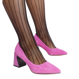 Zapatos de tacón alto en cuero rosa oscuro de Vinceza rosado