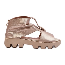 Zazoo 999 Sandalias Mujer Piel Con Cremallera, Dorado