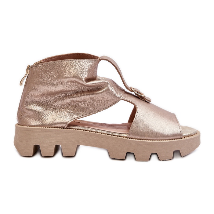 Zazoo 999 Sandalias Mujer Piel Con Cremallera, Dorado