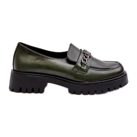 Vinceza Mocasines de mujer de piel con decoración, verde oscuro, Loraleima