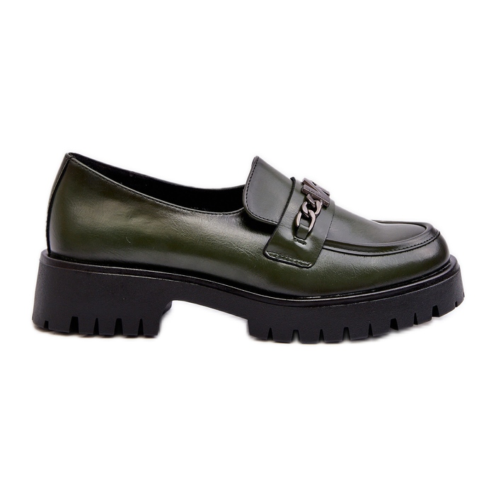 Vinceza Mocasines de mujer de piel con decoración, verde oscuro, Loraleima