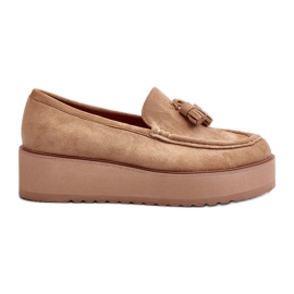 Mocasines De Mujer Con Plataforma Y Flecos, Marrón Mialani Mocasines De Mujer Con Plataforma Y Flecos, Marrón Mialani