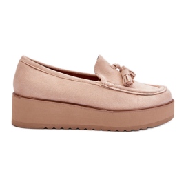 Mocasines De Mujer Con Plataforma Y Flecos, Beige Claro Mialani