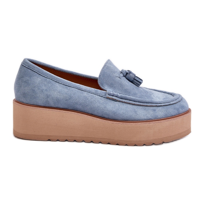 Mocasines De Mujer Con Plataforma Y Flecos, Azul Mialani Mocasines De Mujer Con Plataforma Y Flecos, Azul Mialani