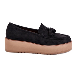 Mocasines De Mujer Con Plataforma Y Flecos, Negro Mialani