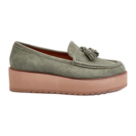 Mocasines De Mujer Con Plataforma Y Flecos, Verde Mialani