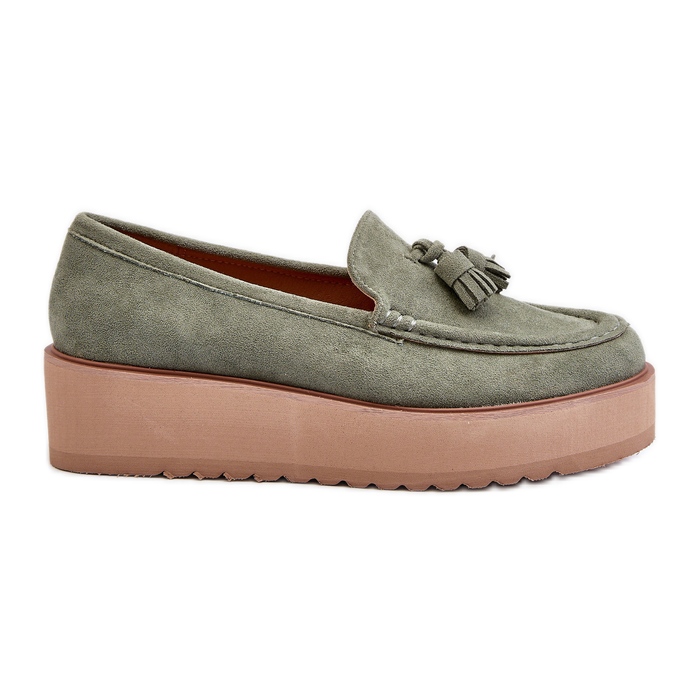 Mocasines De Mujer Con Plataforma Y Flecos, Verde Mialani Mocasines De Mujer Con Plataforma Y Flecos, Verde Mialani