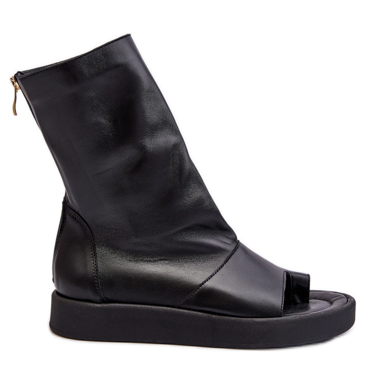Zazoo 3441 Sandalias de piel para mujer con parte superior negra negro