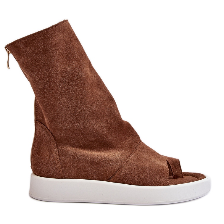 Zazoo 3441 Sandalias de ante para mujer con parte superior marrón