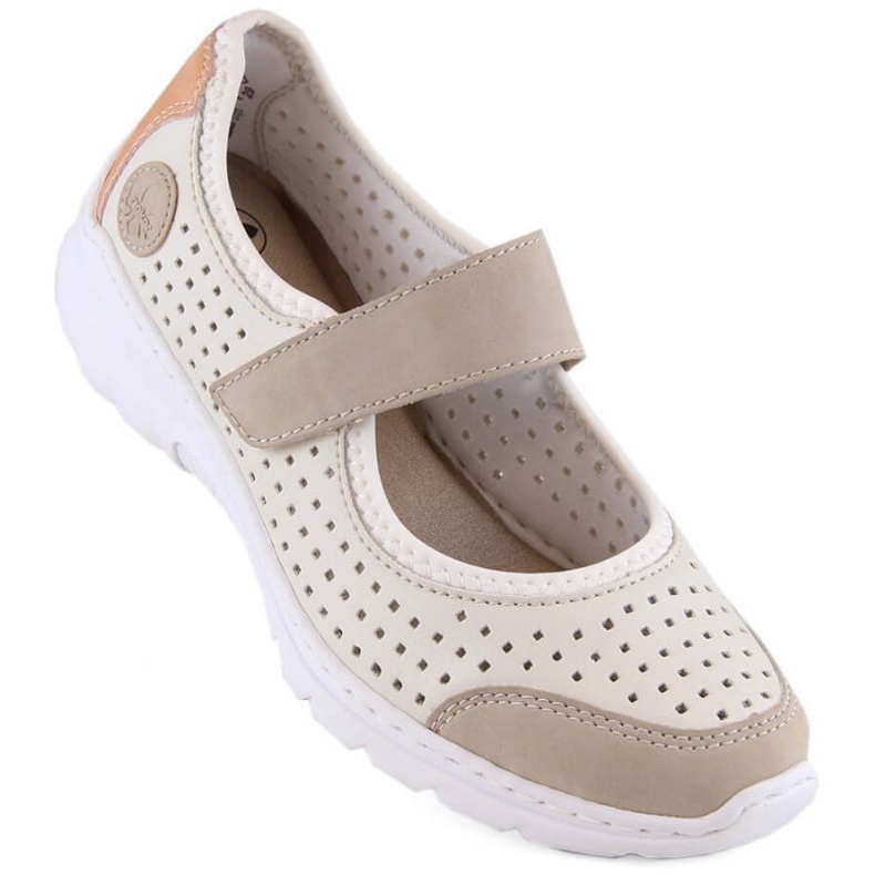 Zapatos cómodos calados Rieker W RKR575A, beige