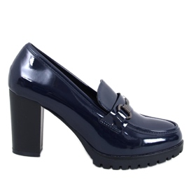 Mocasines tacón charol Hyett Dark Blue azul
