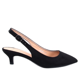 Malloi Tacones bajos negros con tacón abierto. Malloi Tacones bajos negros con tacón abierto.