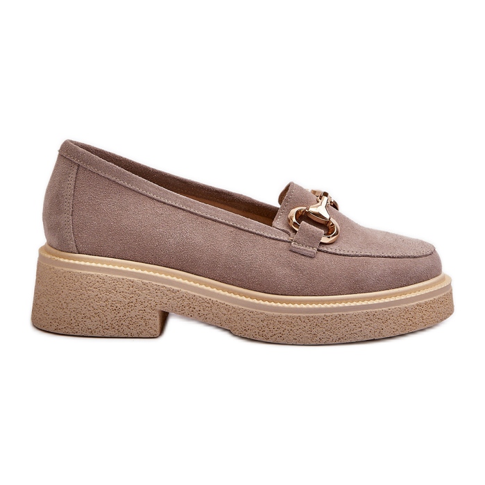 Zazoo 3429 Mocasines de mujer de ante con decoración capuchino beige