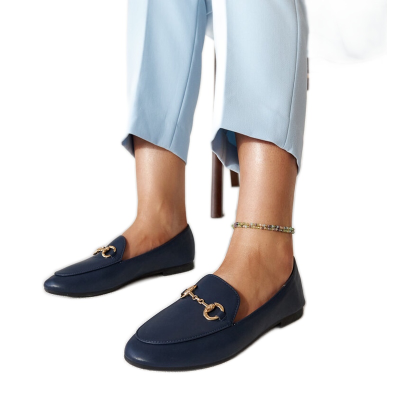 Mocasines azul marino con hebilla de Erminia
