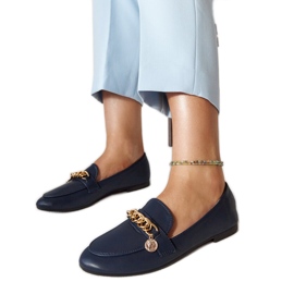 Mocasín azul marino con cadena Scaletta