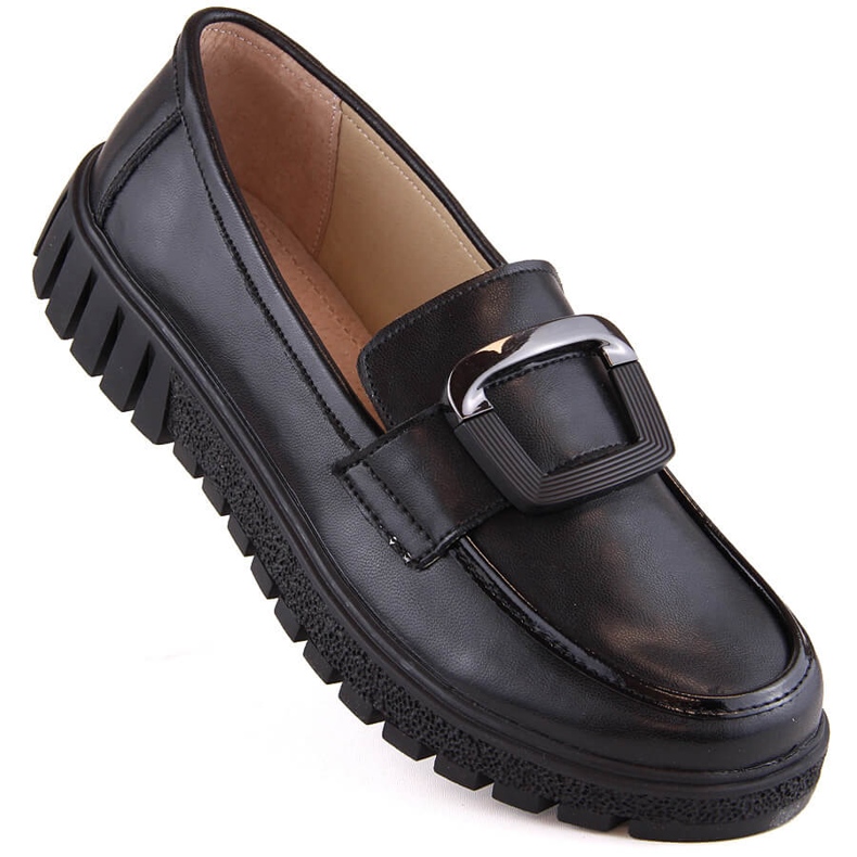 Zapatos de mujer de piel con tacón alto y plataforma, negro Filippo DP6044