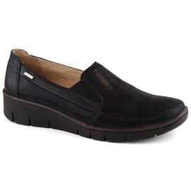 Zapatos cómodos sin cordones para mujer de piel, negro Helios 350.015.011