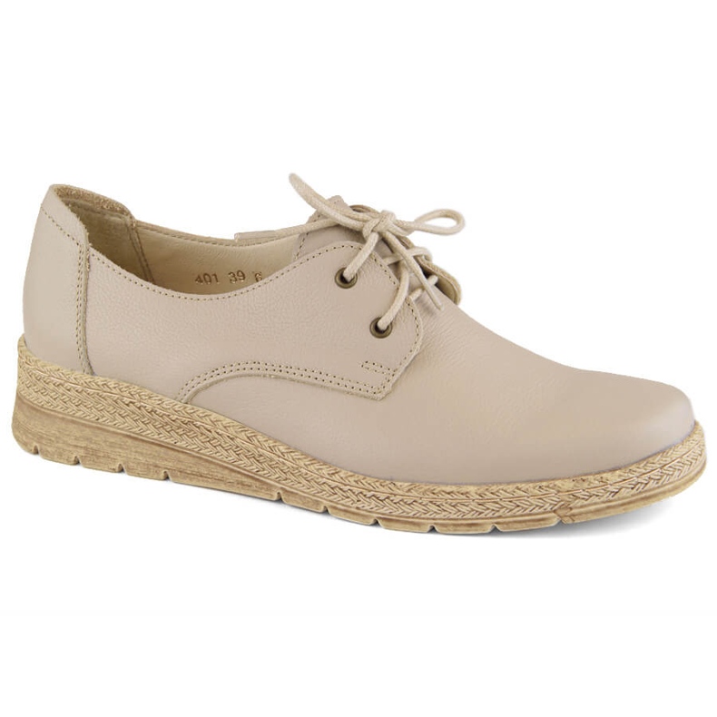 Zapatos cómodos cuña mujer piel beige Helios 401.10