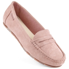 Mocasines cómodos de mujer en ante, rosa Big Star NN274928 rosado